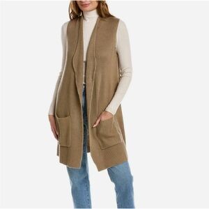 Splendid Tan Cardigan Longline Sleeveless Sweater